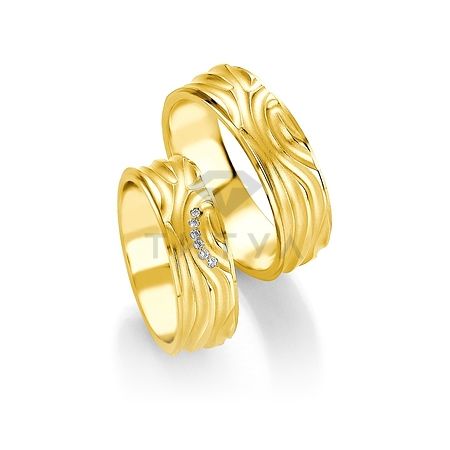 Т-28811 золотые парные обручальные кольца (ширина 7 мм.) (цена за пару)