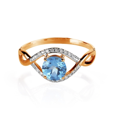 Т141015119 золотое кольцо с топазом и бриллиантом