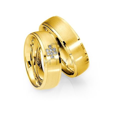 Т-28941 золотые парные обручальные кольца (ширина 7 мм.) (цена за пару)