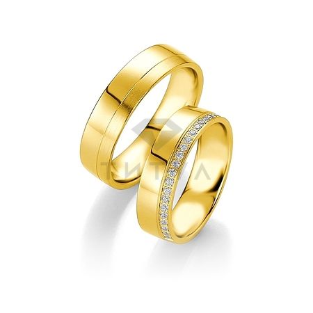 Т-28879 золотые парные обручальные кольца (ширина 6 мм.) (цена за пару)