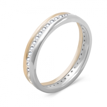 Костромской ювелирный завод Обручальное кольцо из комбинированного золота с бриллиантами