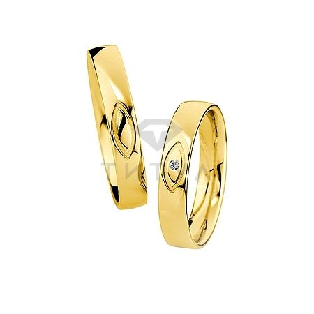 Т-27107 золотые парные обручальные кольца (ширина 4 мм.) (цена за пару)