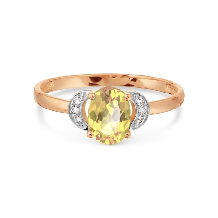 Т146017863 золотое кольцо с цитрином и бриллиантом
