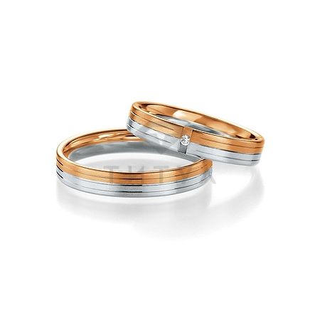 Т-27206 золотые парные обручальные кольца (ширина 4 мм.) (цена за пару)