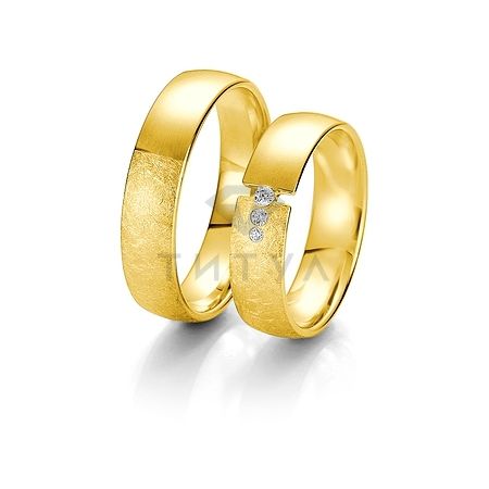 Т-28112 золотые парные обручальные кольца (ширина 5 мм.) (цена за пару)