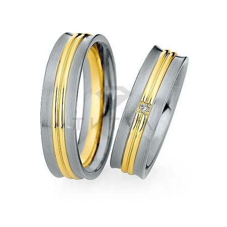 Т-28372 золотые парные обручальные кольца (ширина 6 мм.) (цена за пару)