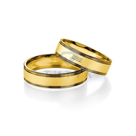 Т-27827 золотые парные обручальные кольца (ширина 5 мм.) (цена за пару)