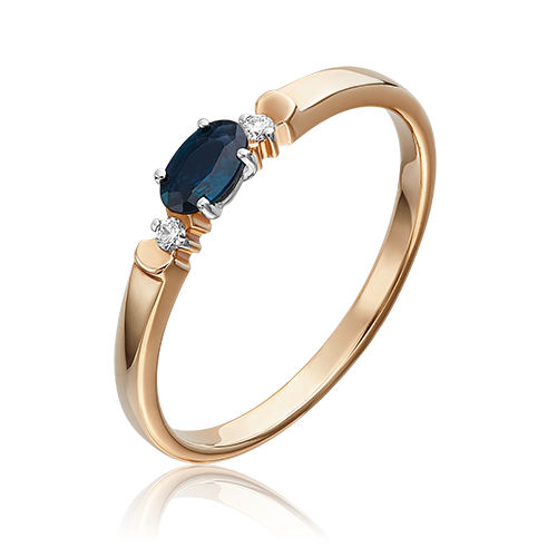 Ювелирный завод «Платина» Золотое кольцо с сапфиром и бриллиантами