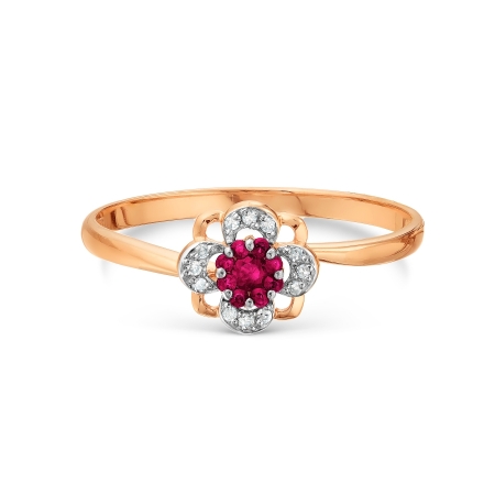 Т131017693-01 золотое кольцо с рубинами и бриллиантами