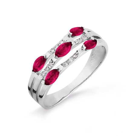 Т301016305-1 кольцо из белого золота с рубином и бриллиантом