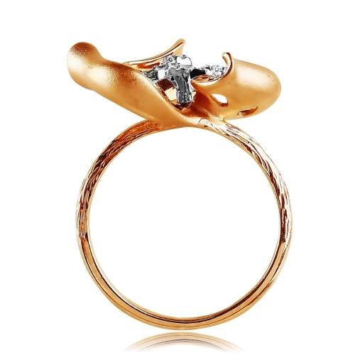 Золотое кольцо Цветок с бриллиантами