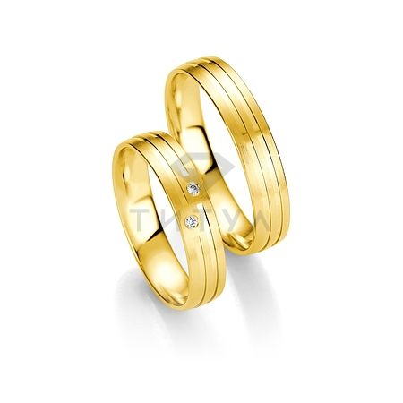 Т-26907 золотые парные обручальные кольца (ширина 4 мм.) (цена за пару)