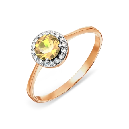 Т141014119 золотое кольцо с цитрином и бриллиантом