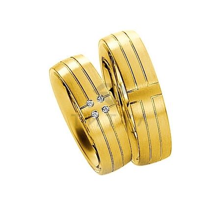 Т-28472 золотые парные обручальные кольца (ширина 6 мм.) (цена за пару)