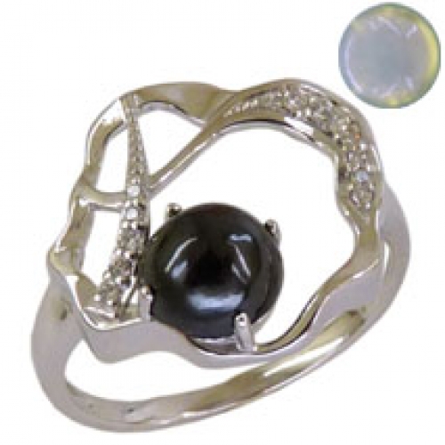 Женское кольцо из серебра 925 пробы c лунным камнем и фианитами