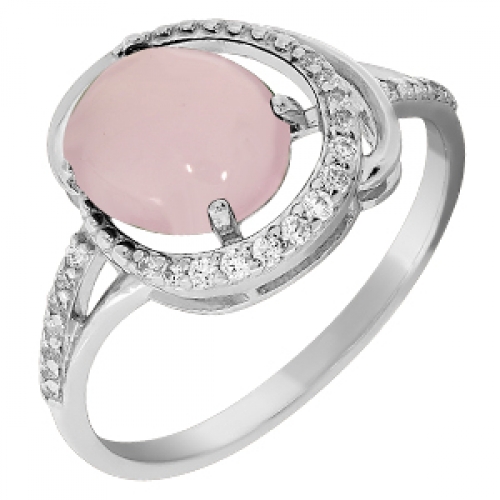 Женское кольцо из серебра 925 пробы c кошачим глазом и фианитами