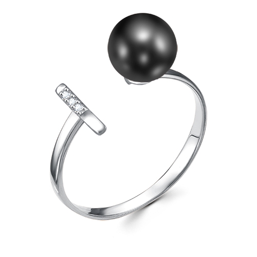 Женское кольцо из серебра 925 пробы c жемчугом и фианитами