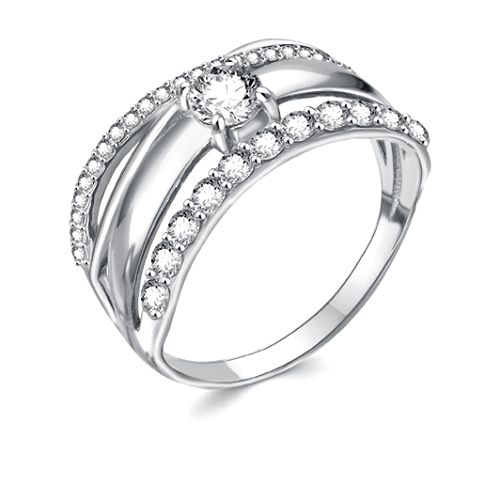 Женское кольцо из серебра 925 пробы с фианитами