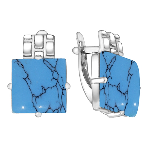 Серьги из серебра 925 пробы c бирюзой