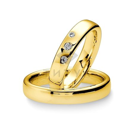 Т-27977 золотые парные обручальные кольца (ширина 4 мм.) (цена за пару)