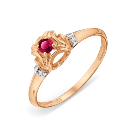 Т116018273 золотое кольцо с рубином и бриллиантом