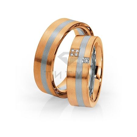 Т-28976 золотые парные обручальные кольца (ширина 7 мм.) (цена за пару)