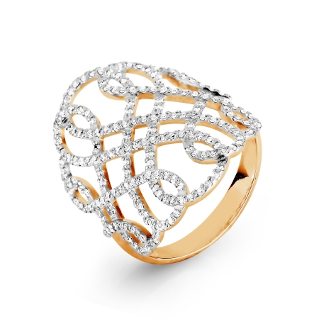 Т142016568 золотое кольцо ажур с фианитами