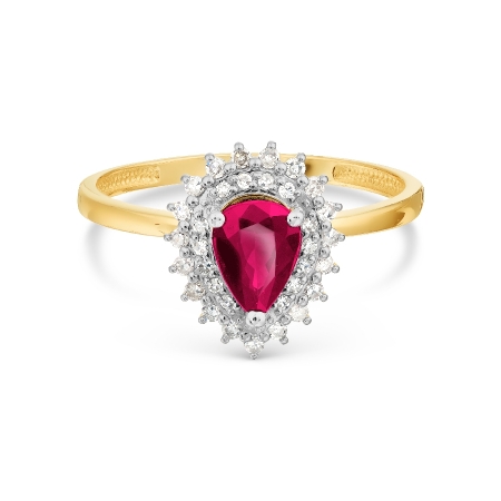 Т941017797 кольцо из желтого золота с рубином и бриллиантом