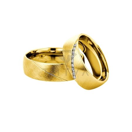 Т-28474 золотые парные обручальные кольца (ширина 7 мм.) (цена за пару)