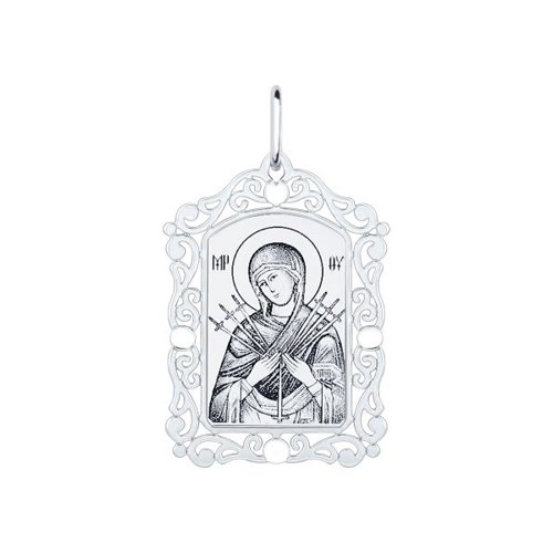 SOKOLOV Иконка из серебра с алмазной гранью и лазерной обработкой Икона Божьей Матери, Семистрельная