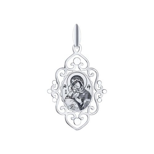 SOKOLOV Иконка из серебра с алмазной гранью и лазерной обработкой Икона Божьей Матери, Владимирская