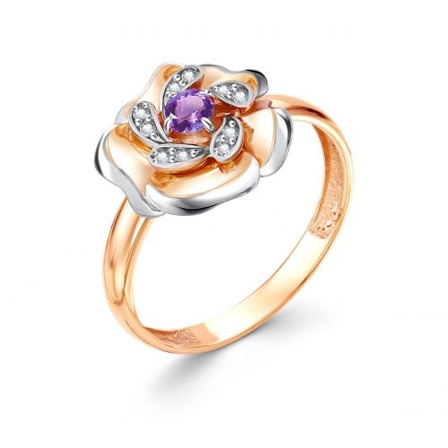 Женское кольцо из серебра 925 пробы с рубином и фианитами