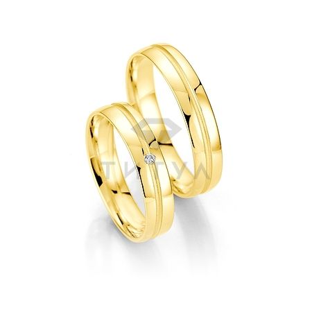 Т-26945 золотые парные обручальные кольца (ширина 4 мм.) (цена за пару)