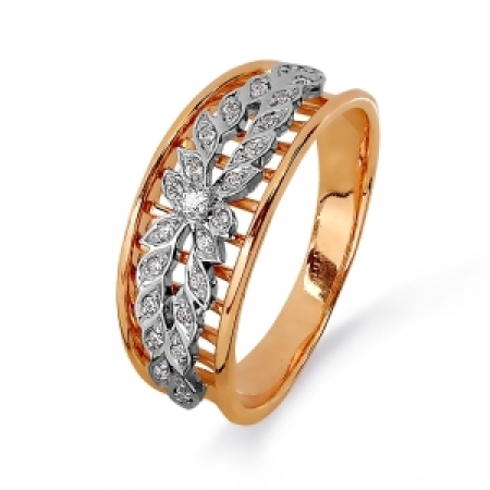 Т142015365 золотое кольцо с фианитами