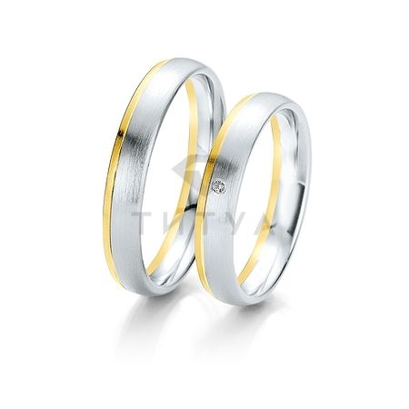 Т-27453 золотые парные обручальные кольца (ширина 4 мм.) (цена за пару)