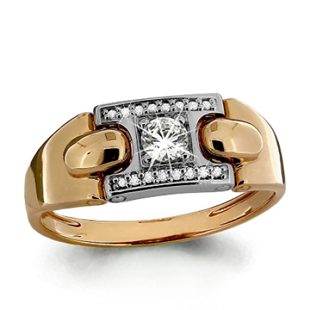 Т-25727 мужское золотое кольцо с бриллиантом