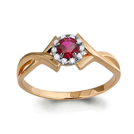 Ювелирная компания «ТИТУЛ» Золотое кольцо с рубином, бриллиантом