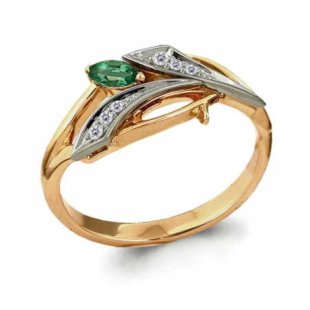 Ювелирная компания «ТИТУЛ» Золотое кольцо с изумрудом, бриллиантом