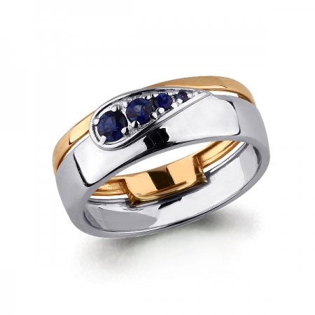 Ювелирная компания «ТИТУЛ» Золотое кольцо Геометрия с сапфиром