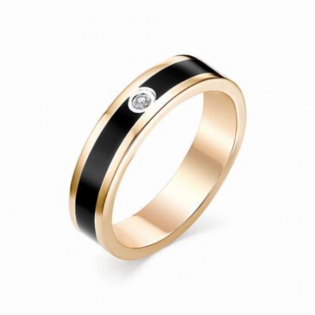 12733-100 обручальное золотое кольцо с эмалью и бриллиантом