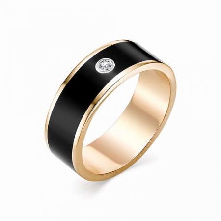 12732-100 обручальное золотое кольцо с керамикой и бриллиантом