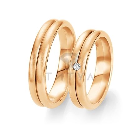 Т-28503 золотые парные обручальные кольца (ширина 5 мм.) (цена за пару)