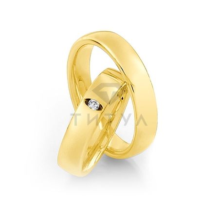 Т-27621 золотые парные обручальные кольца (ширина 5 мм.) (цена за пару)