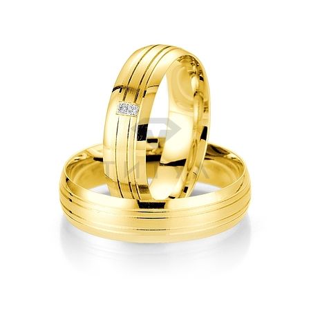 Т-27141 золотые парные обручальные кольца (ширина 5 мм.) (цена за пару)