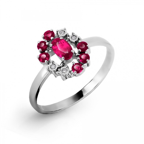 Кольцо с рубинами и бриллиантами