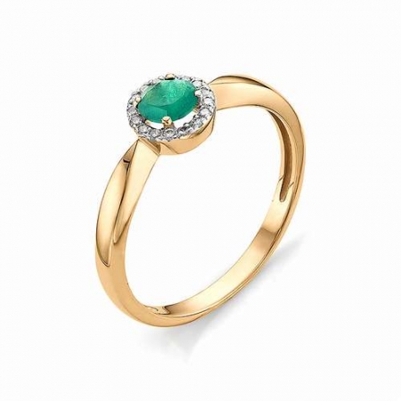 12865-115 женское золотое кольцо с изумрудом гт и бриллиантом