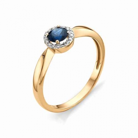 12865-102 женское золотое кольцо с сапфиром и бриллиантом
