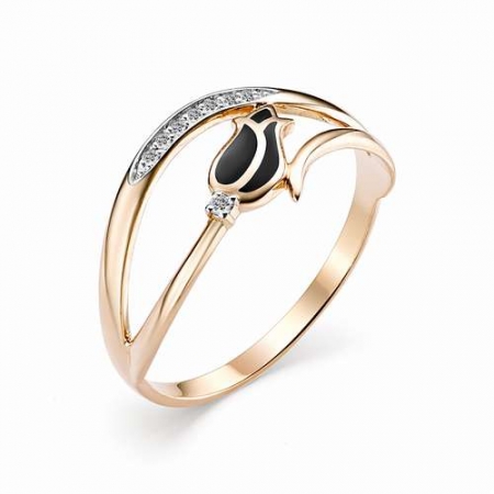 12819-100 женское золотое кольцо с эмалью и бриллиантом