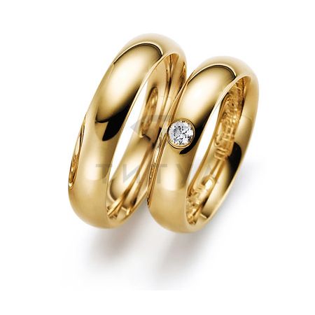 Т-28777 золотые парные обручальные кольца (ширина 5 мм.) (цена за пару)