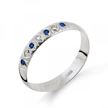 Т30161733 кольцо из белого золота обручальное с сапфирами, бриллиантами